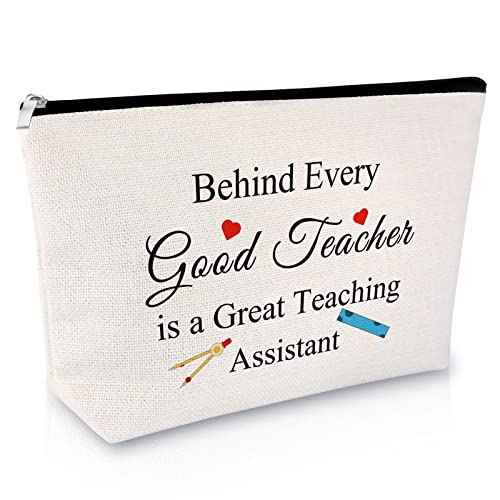 Teaching Assistant Gift Makeup Bag Appreciation Gift for Teacher Thank You Presents for Women Retirement Keepsake for Teacher Graduation Birthday for Her Teachers Day Christmas Travel Cosmetic Pouch