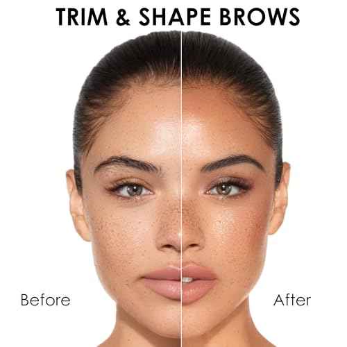 JAPONESQUE Brow Scissors and Spoolie, Stainless Steel Scissors for Brow Grooming and Trimming, Brush Tool for Brow Shaping