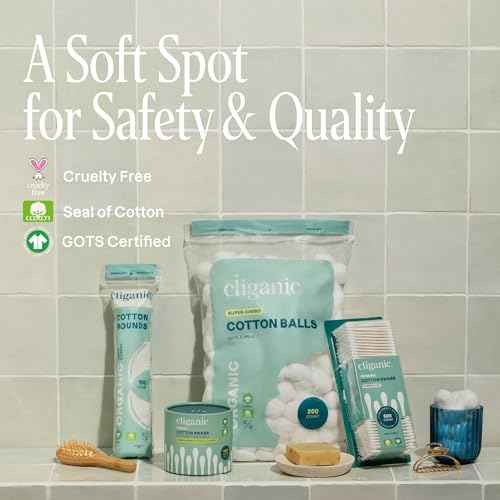 Cliganic Organic Super Jumbo Cotton Balls (100 Count) - Hypoallergenic, Absorbent, Large Size, 100% Pure (Packaging May Vary)