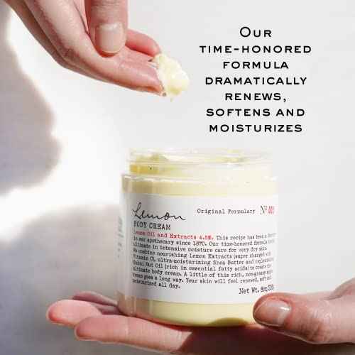 C.O. Bigelow Lemon Body Cream 8oz, Lotion for Dry Skin with Shea Butter & Lemon Extract, Moisturizing Body Lotion and Hand Treatment