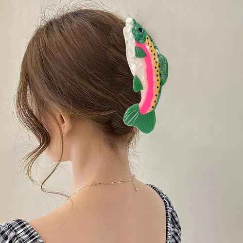 Novelty Salmon Fish Hair Clip, Acetate Hair Clips, Girl Women Small Claw Hairpin, Non Slip Unique Cute Barrettes for Thick and Thin Hair