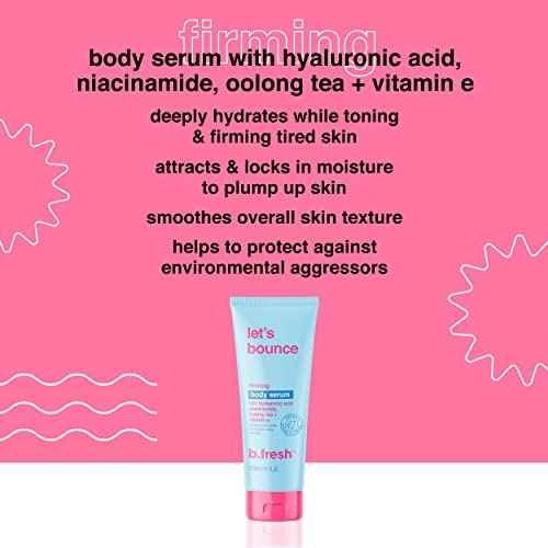 B.TAN Daily Moisturizing Body Lotion | Let's Bounce Firming Body Serum - Tightening & Hydrating Dry Skin with Skincare like Hyaluronic Acid, Niacinamide, Oolong Tea + Vitamin E, 8 Fl Oz