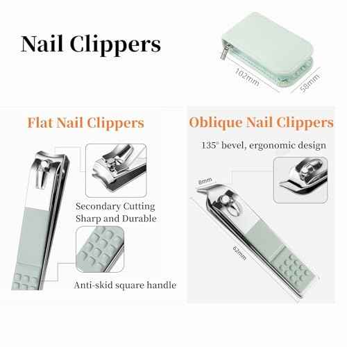 Manicure Set Nail Clippers Pedicure Kit -7 Pieces Stainless Steel Travel Nail Kit, Travel Essentials Purse Essentials Professional Grooming Kits, Manicure Kit with Zipper Portable Pack