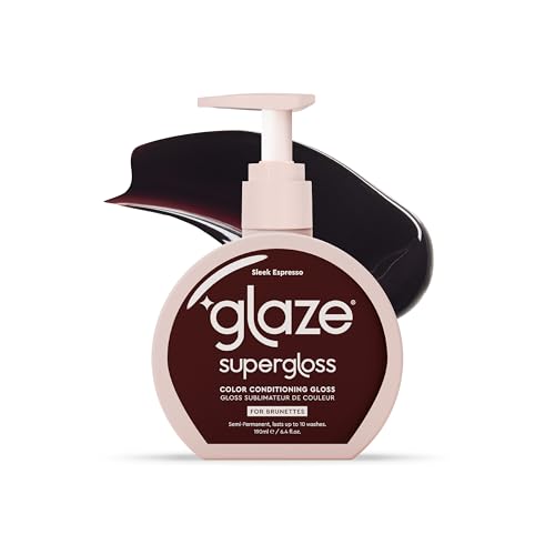 Glaze Supergloss Color Conditioning Gloss With Dispensing Pump ? Hydrating Semi-Permanent Color Hair Gloss & Shine Boost ? For Natural Medium to Dark Brown Hair ? 6.4 Fl Oz - Sleek Espresso