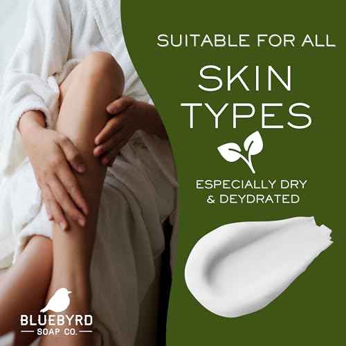 Bluebyrd Soap Co. Eucalyptus Mint Body Butter | Relaxing Whipped Body Cream for Men and Women | Non-Greasy Moisturizing Dry Skin Lotion for Hands, Body & Feet 8oz. Jar (EUCALYPTUS)