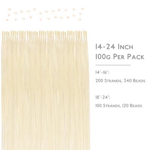WENNALIFE I Tip Hair Extensions Real Human Hair, 100g 200s 14 Inch Platinum Blonde Remy Itip Human Hair Extensions Invisible Itips Straight I Tips Cold Fusion Extensions