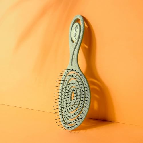 Ninabella Detangle Hair Brush for Women & Men - Does not Pull - Straightening Brushes for Straight & Curly Hair - Unique Spiral Detangling Hairbrush - Green