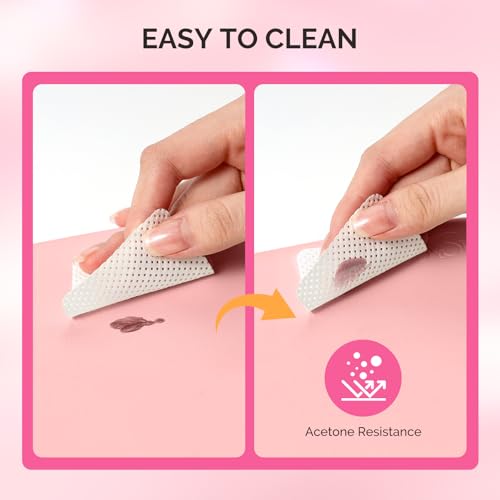 MelodySusie Foldable Manicure Arm Rest for Nails Tech, Adjustable Nail Arm Rest for Acrylic Nail Art, Professional PU Leather Nail Hand Rest Stand for Manicurist, Pink