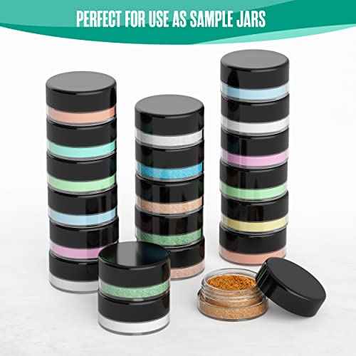 Houseables Sample Containers, Lip Balm Containers, Sample Jars, Mini Jars with Lids, Small, Empty for Makeup, Powder, Gloss, Cosmetic, Tiny, Chapstick, Dab, Wax, Scrub, Little, Plastic, 3 Gram, 50 PK