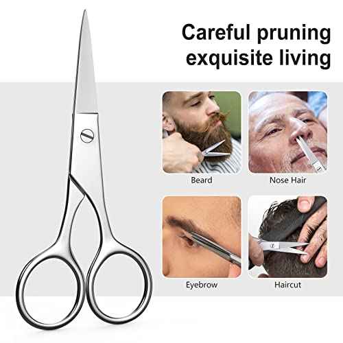 Small Scissors, Eyebrow Scissors, Nose Hair Scissors, Professional Grooming Scissors for Hair, Eyelashes, Nose, Eyebrow Trimming, Mustache. -AsonTao (Small scissors -Tip design)