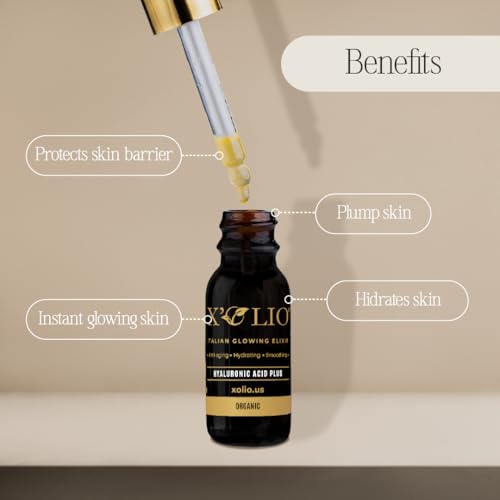 X¡¯Olio Hyaluronic Acid Plus ? The Italian Glowing Elixir | Ultra-Hydrating Face Oil + Serum with Vegan Hyaluronic Acid & Vitamin E | For Radiant, Plump, Smooth Skin | 15ml