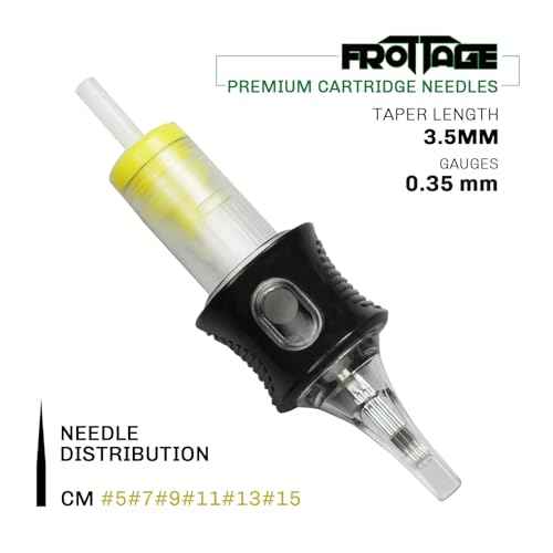 FROTTAGE 16PCS Extreme Tattoo Cartridge Needles 5CM Curved Magnum Standard, Dragoart Professional Tattoo Needles Cartridge Tattoo Supplies for Tattoo Machine Tattoo Pen (1205CM)
