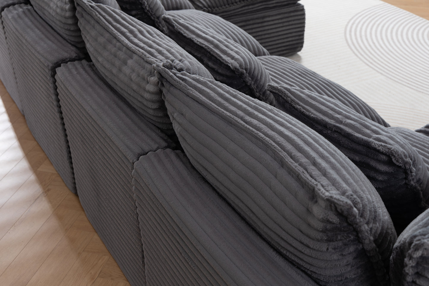 Oversized Modular Sectional Sofa - 129.8" Wide, Antique Grey