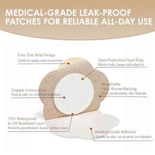 Castor Oil Belly Button Patch ? 50PCS Disposable Castor Oil Pack Wraps with Organic Cotton Pad, Leak-Proof Belly Button Patch Cover, Breathable & Skin-Friendly