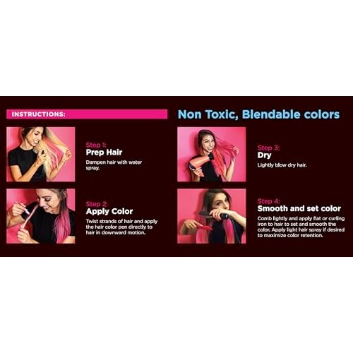 Hair Chalk 16 Color Double Pack with 6 Glitter Colors Temporary Hair Color Pens