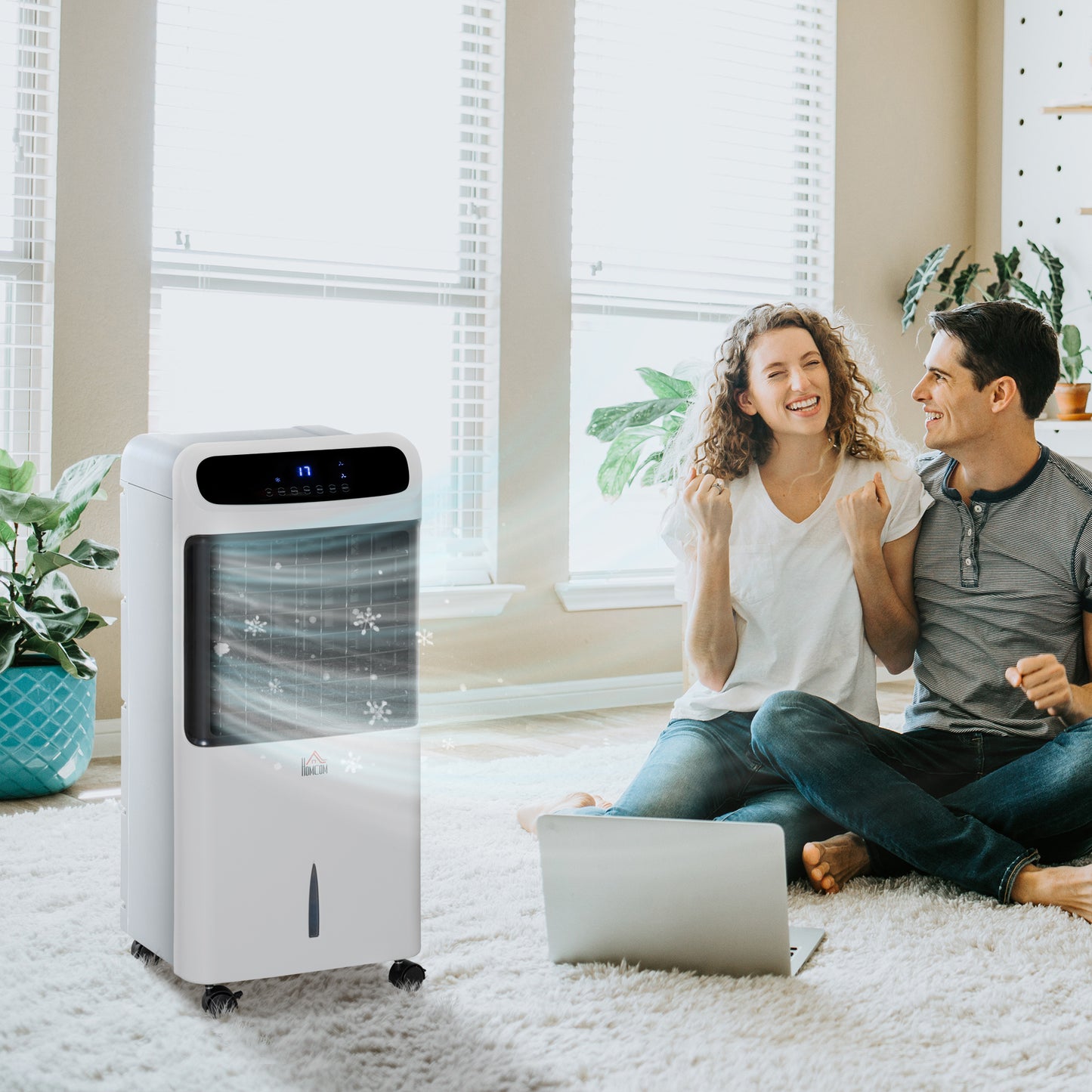 3-in-1 Portable Ice Cooling Fan with Remote & Oscillation - White