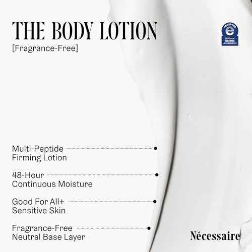 N?cessaire The Body Lotion Fragrance-Free ? Unscented Multi-Peptide Body Moisturizer for Women + Men ? Non-Comedogenic Lotion for Sensitive Skin ? 200 ml/6.8 fl oz