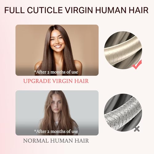 DOORES Clip in Hair Extensions Set 16 Inch 130g, 4pcs Invisi Edge Clip ins and 3pcs Classic Seamless Clip ins, Injected Virgin Real Human Hair Extensions Natural Invisible Straight, #2