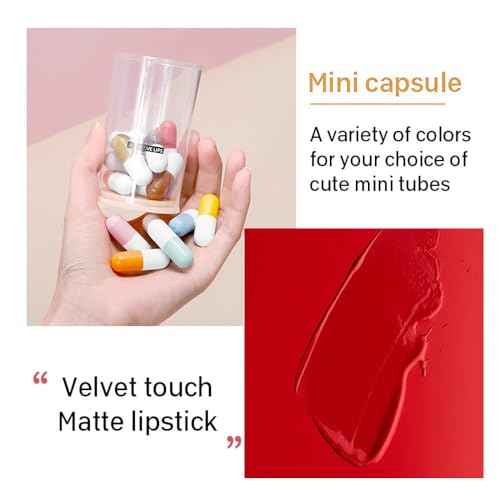 16 Pcs Mini Pills Lipstick Capsule Set, Waterproof Long Lasting Mini Matte Lipstick Set, Cute Capsule Velvet Matte Lipstick Set, Lipstick Bulk for Women