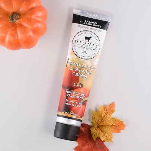 Dionis Goat Milk Caramel Pumpkin Spice Hand Cream 3.3oz & Body Lotion 8.5oz Limited Edition Fall Bundle - Hydrating Travel Set, Moisturizing Skincare Gift, Cruelty-Free, Paraben Free, Made in the USA