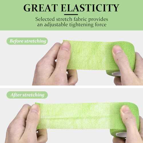 Tattoo Grip Cover Wrap, ATOMUS 24pcs 2¡± x 5 Yards Disposable Tattoo Tube Tape Wrap Elastic Self-Adhesive Bandage Rolls Tape for Tattoo Machine Grip Tube Accessories (Green)