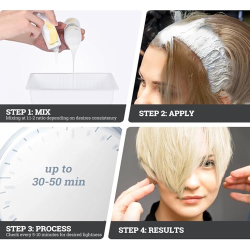 Hair Bleach Kit, Hair Lightener for Dark Hair, Color-Freedom Cream with Hair Mask, Protect & Repair While Lightening, Lifts up to 8 Shades, Complete kit with Tint Bowl, Brush, Gloves & Cap