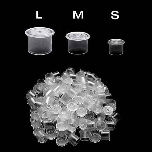 Disposable Ink Caps - Anghie 300PCS Ink Cups Mixed #11 Small #14 Medium #17 Large Tattoo Ink Cap with Base Pigment Cups Caps Microblading Ink Cups for Tattoo Machines Supplies (Mixed-300pcs)