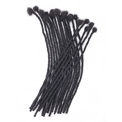 100% Human Hair Dreadlock Extensions for Men/Women, 0.6cm Thickness 16 Inch 30 Strands Full Handmade Can be Dyed and Bleached Permanent Loc Extensions Human Hair Natural Black