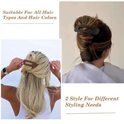 Flat Hair Clips For Women - French Concord Lay Flat Claw Clips for Thin Thick Curly Hair,Strong Hold Duck Billed Clips£¬Comfortable Curved Design Alligator Hair Clips[6-Pack 4.3 Inch]