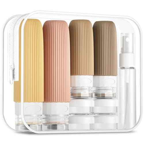 16 Pack Travel Bottles Set, TSA Approved Leak Proof Silicone Squeezable Containers for Toiletries, Refillable Travel Accessories for Conditioner, Shampoo, Lotion & Body Wash Accessories