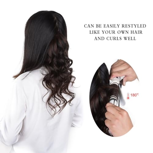 16 Inch Clip-in Hair Extensions Remy Human Hair for Women - Soft Handmade Real Human Hair Clip in Extensions, Straight, Thick, 125g 7pcs #(1BT4) P1B Color