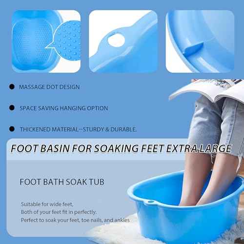 JOYMAY Foot Soaking Bath Basin, Soaking Tub, Large Basin, Feet Pedicure|Foot Massager, Ideal for Relaxation & Stress Relief - Perfect for Home & Spa Use (Blue)