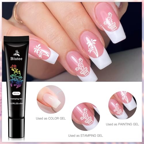 Biutee Nail Stamper Kit 22Pcs Gel Nail Stamping Kit 12Pcs Nail Stamping Plates 8Pcs Gel Stamping Polish, Silicone Stamper Scraper Flower Lace Holiday Stamp Template Christmas Gift for Women