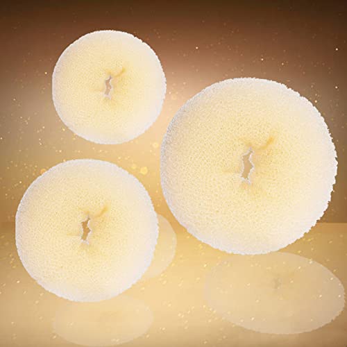 Hair Bun Maker Set (37pcs), Includes 2 Large, 2 Medium, 2 Small Donut Bun Makers, 10 Elastic Hair Ties, 20 Bobby Pins, 1 Comb (Beige)