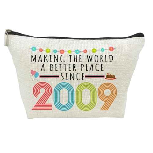 16th Birthday Gifts for Girls, Funny 16 Year Old Gift Makeup Bag, 2009 16th Birthday Makeup Bags for Her, Teens, Sister, Daughter, Niece, Granddaughter, Making The World a Better Place Since 2009