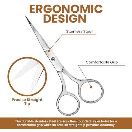 Utopia Care Eyebrow Scissors, Professional Stainless Steel Small Shears for Men and Women Cuticle Nail Scissors, Nose Hair Scissors for Grooming Mustache, Beard, Eyelashes, Ear Hair Trimming, Silver