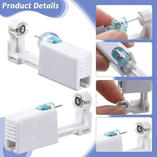 Nose Piercing Gun Kit - 6Pcs Self Nose Piercing Kit Unit Disposable Nose Piercing Gun Including 2Pcs Nose Piercing Gun with 2Pcs Built-in Nose Studs and 2Pcs Clean Tools for Nose Cartilage Tragus Helix Piercing Kit(Gold)