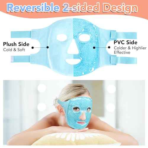 XPCARE Colding Ice Face Mask and Cooling Eye Mask for Puffy Eyes & Migraine Relief, Gel Eye Mask, Cool Face Masks for Dark Circles, Eye Surgery, Sleeping, Pressure, Headaches, Skin Care