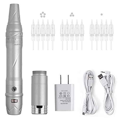 Tattoo Permanent Makeup Pen Machine Kit With 15pcs Needles Microblading Supplies (Silver) USS-A951