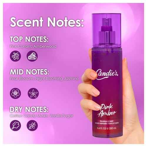 CANDIE'S Pink Amber Fragrance Mist - Sweet, Long-Lasting Perfume for Women, Luxurious All-Day Freshness, Ideal Body Cologne for Ladies, Feminine Scent, Lasts All Day, Must-Have Fragrance, 8.4 fl oz