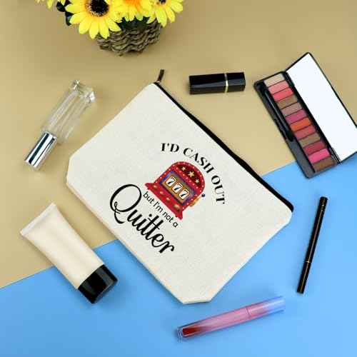 Funny Gambling Gifts Casino Lover Gift for Women Makeup Bag Slot Machine Cosmetic Bag Retirement Christmas Birthday Gifts for Gambler Friend Mom Grandma Aunt Coworkers Sister Travel Makeup Pouch
