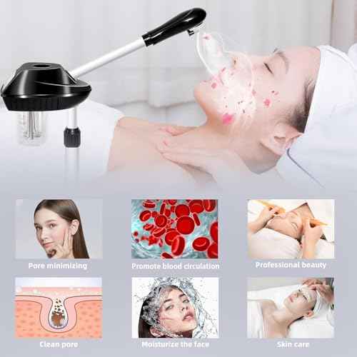 Professional Facial Steamer on Wheels, Facial Steamer for Facial Deep Cleaning, Facial Humidifier for Spa, Adjustable Height for Spa, Salon and at Home Use