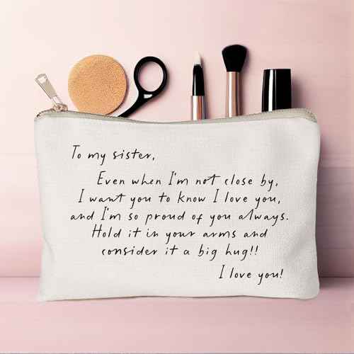 To My Sister, Sister Long Distance Gift, Sister Birthday Gift From Sister Makeup Bag, Cosmetic Bag For Sister, Sister Apart Gift, Gift For Sister, Christmas Gifts Idea