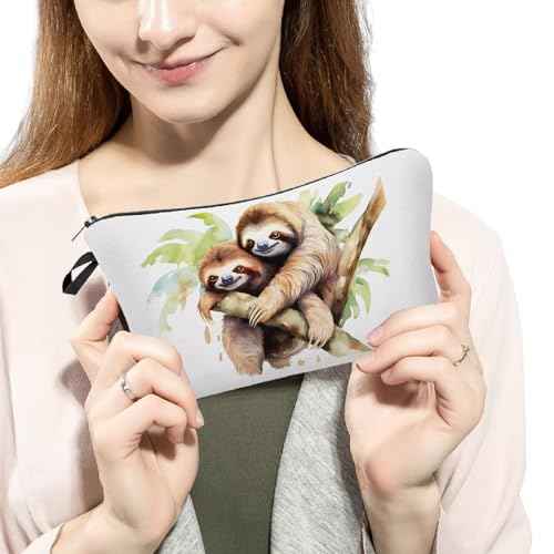 Lovely Sloth Makeup Bag Cute Small Organizer Zipper Pouch Lovely Sloth Cosmetic Bag Birthday Present for Women Friends