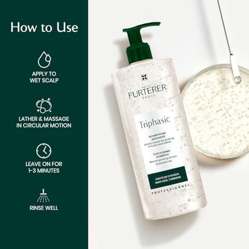 Rene Furterer TRIPHASIC Thickening Shampoo ? For Thinning Hair ? Improves hair density & strength ? Scalp Nutrition ? Rosemary Oil - For Men & Women - Color Safe