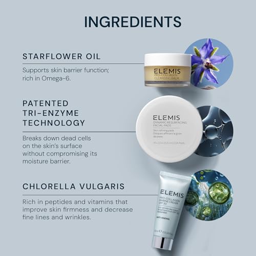 ELEMIS Healthy Skin Exclusive Travel Set | Pro-Collagen Cleansing Balm Mini, Marine Cream SPF 30 Mini & Dynamic Resurfacing Pads | Anti-Aging Hydrating Skincare Travel Kit