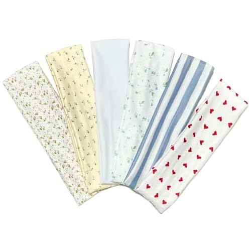 TERSE Fashion Women's Headbands for Short Hair Non Slip Elastic Floral Hairbands, Soft Fabric 2 Inches Thick Stripe Head Bands for Girls, Valentine's Day Heart Headbands