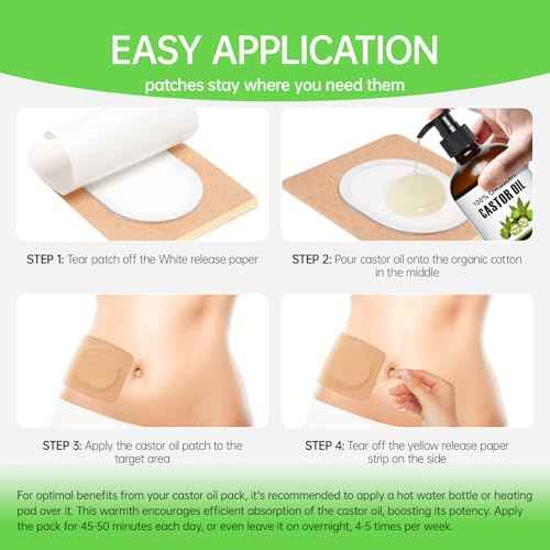 Castor Oil Patches Kit 30 Pack, With 8 oz Organic Cold Pressed Castor Oils, Comfortable Organic Cotton Castor Oil Pack Wrap for Stomach, Belly Button and Liver Detox Ect, Easy of Use and Hygienic