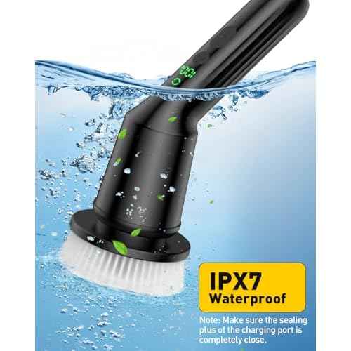 Electric Spin Scrubber for Cleaning Bathroom, Shower Scrubber Cordless Cleaning Brush with IPX7 Waterproof & 2 Speed, 3 Brush Heads, Bathroom Cleaning Supplies for Toilet Shower Tub Black