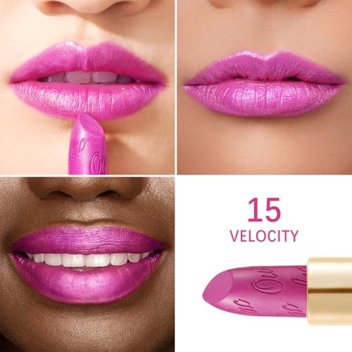 Oulac Metallic Fuchsia & Pink Lipstick Set - 2PCS Vegan Lightweight Hydrating Formula with High Impact Lip Color for Full Coverage Lip Makeup, Christmas Gifts for Women, 15+17